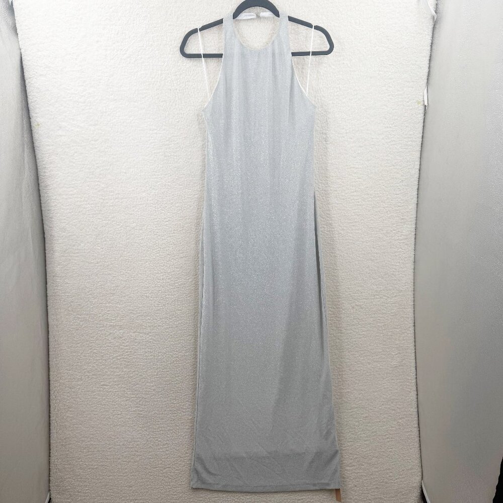 Reformation Selene Knit Maxi Dress In Silver Sparkle Medium Glam Party NWT